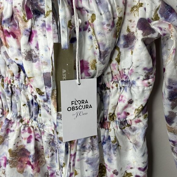 J CREW x Flora Obscura Womens Cinched Waist Top NEW Kaleidoscope Floral Sz 0 - Picture 7 of 12